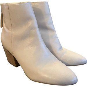 Matisse Croft Cream Leather Ankle Booties Ankle Boots US Womens 6 Stacked Heel